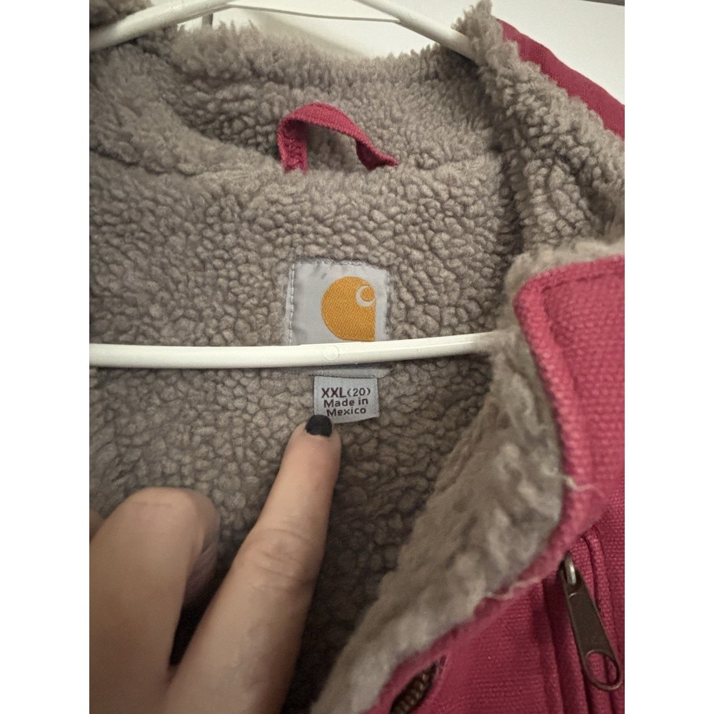 Vintage Carhartt Women's Sherpa Lined Vest Dark Pink Size XXL (20) - Picture 3 of 5